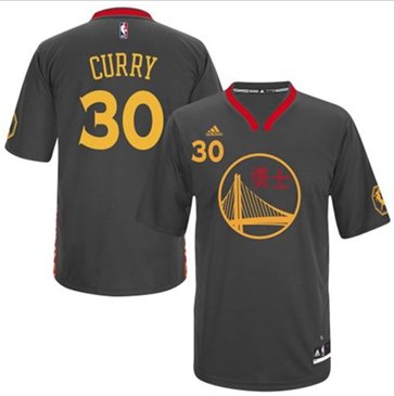 Warriors #30 Stephen Curry Black Slate Chinese New Year Stitched NBA Jersey