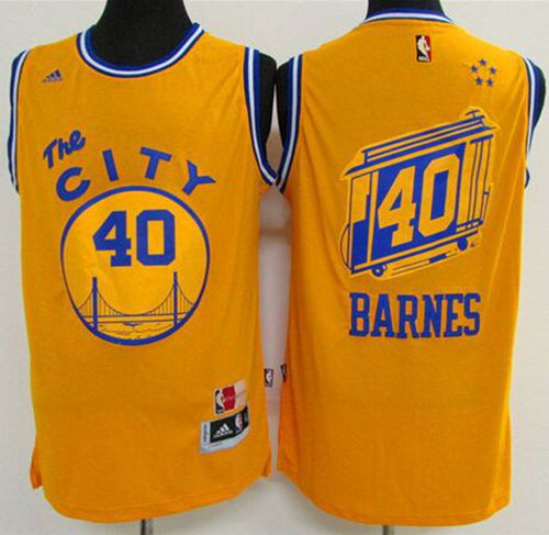 Warriors #40 Harrison Barnes Gold Throwback The City Stitched NBA Jersey
