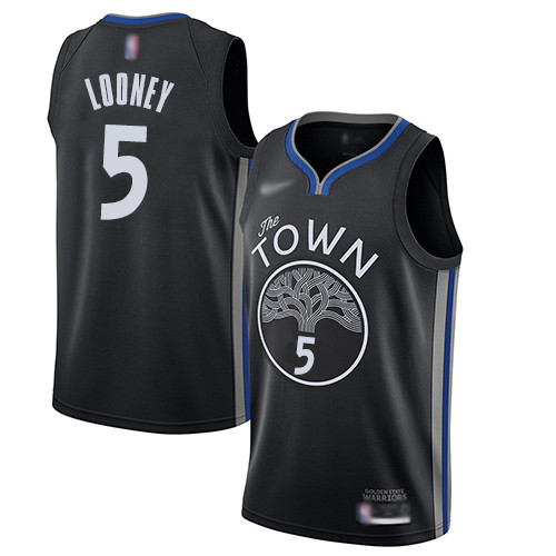 Warriors #5 Kevon Looney Black Basketball Swingman City Edition 2019 20 Jersey