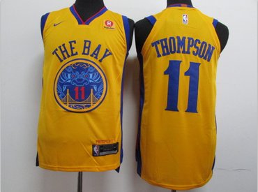 Warriors 11 Klay Thompson Gold City Edition Authentic Jersey