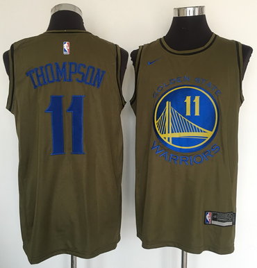 Warriors 11 Klay Thompson Olive Nike Swingman Jersey
