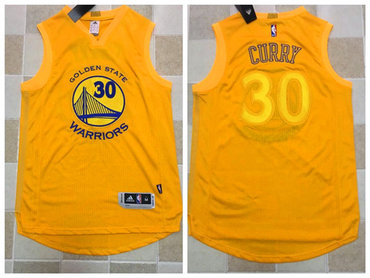 Warriors 30 Stephen Curry 4xNBA Champions Yellow Swingman Jersey