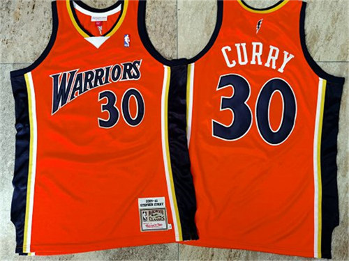 Warriors 30 Stephen Curry Orange 2009-10 Hardwood Classics Jersey