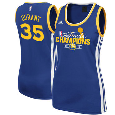 Warriors 35 Kevin Durant 2017 NBA Champions Royal Blue Women Swingman Jersey