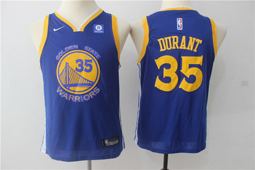 Warriors 35 Kevin Durant Blue Youth Nike Swingman Jersey