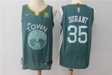 Warriors 35 Kevin Durant Green The Town Nike Jersey