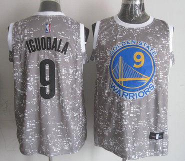 Warriors 9 Andre Iguodala Gray City Luminous Jersey