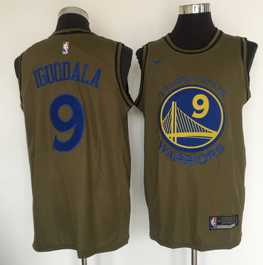 Warriors 9 Andre Iguodala Olive Nike Swingman Jersey