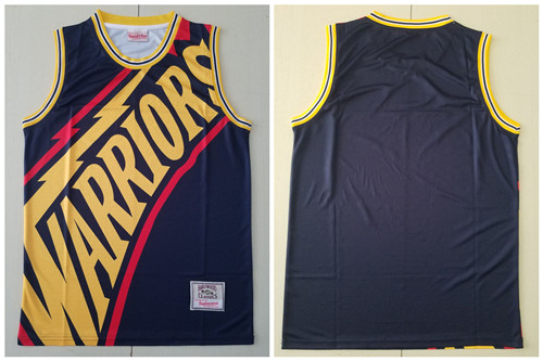 Warriors Big Face Black Hardwood Classics Swingman Jersey