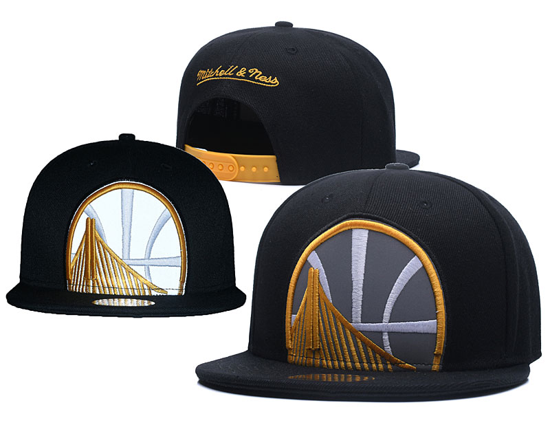 Warriors Big Logo Black Reflective Snapback Adjustable Hat GS