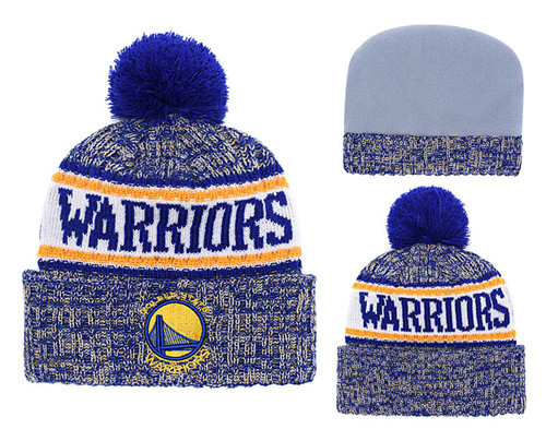 Warriors Fresh Logo Royal Pom Knit Hat YD