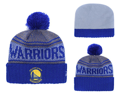 Warriors Fresh Logo Royal Pom Knit Hat YD