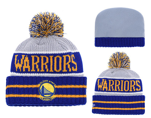 Warriors Team Logo Royal Pom Knit Hat YD