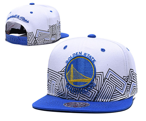 Warriors Team Logo White Royal Mitchell & Ness Adjustable Hat TX