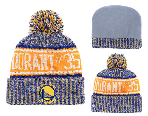 Warriors Team Logo Yellow Pom Knit Hat YD