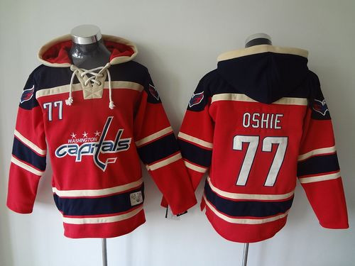 Washington Capitals #77 T.J Oshie Red Sawyer Hooded Sweatshirt Stitched NHL Jersey
