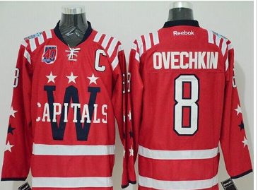 Washington Capitals #8 Alex Ovechkin 2015 Winter Classic Red 40th Anniversary Stitched NHL jersey