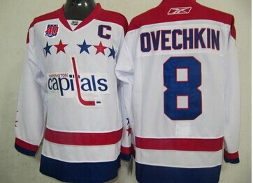 Washington Capitals #8 Alex Ovechkin White 2011 Winter Classic Vintage(40th Anniversary) Stitched NHL Jersey
