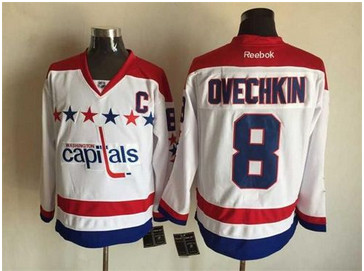 Washington Capitals #8 Alex Ovechkin White Alternate Stitched NHL Jersey
