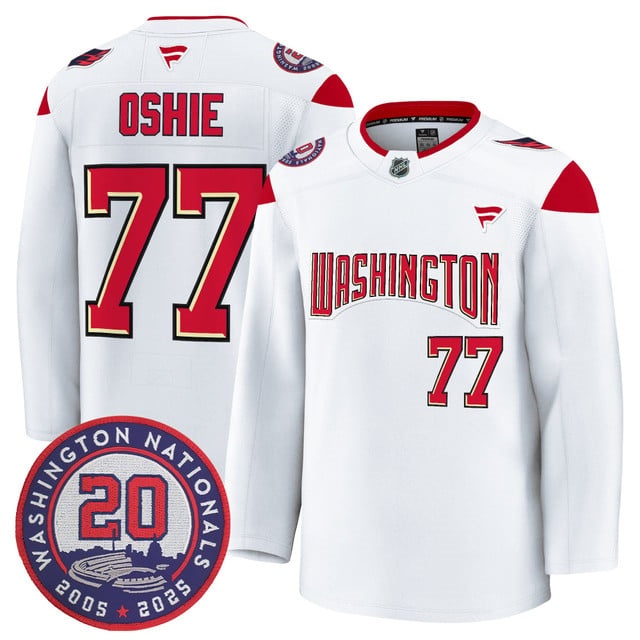 Washington Capitals 20th Anniversary Seasons Patch Premium Jersey - All Stitched T.J. Oshie