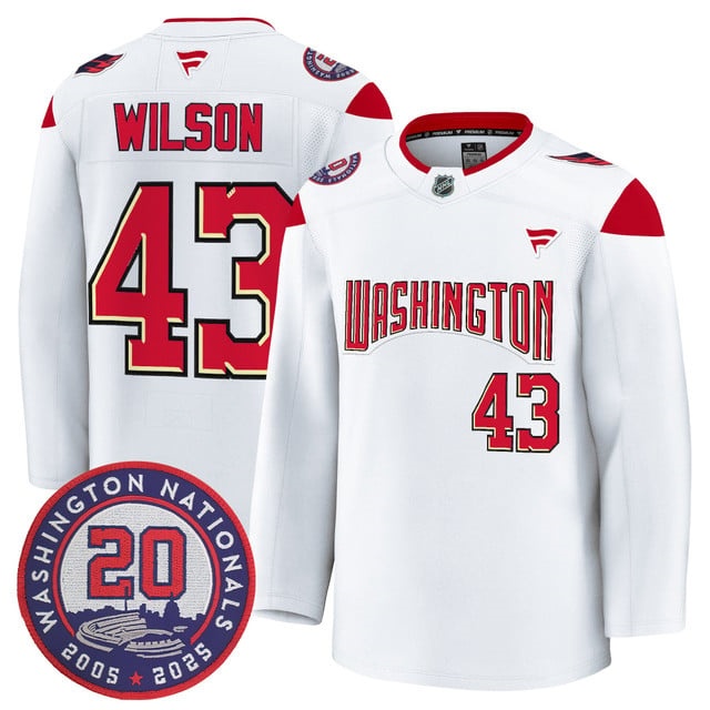 Washington Capitals 20th Anniversary Seasons Patch Premium Jersey - All Stitched Tom Wilson