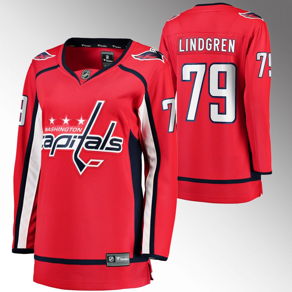 Washington Capitals Charlie Lindgren Women Red Home Jersey