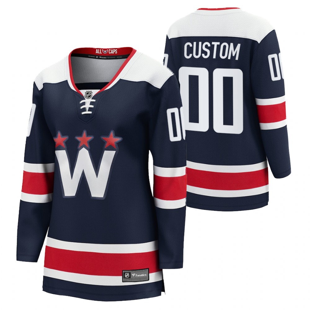 Washington Capitals Custom Women Navy 2020-21 Alternate Jersey