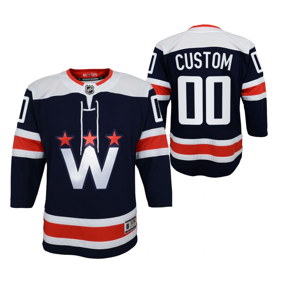 Washington Capitals Custom Youth Navy 2020-21 Alternate Jersey