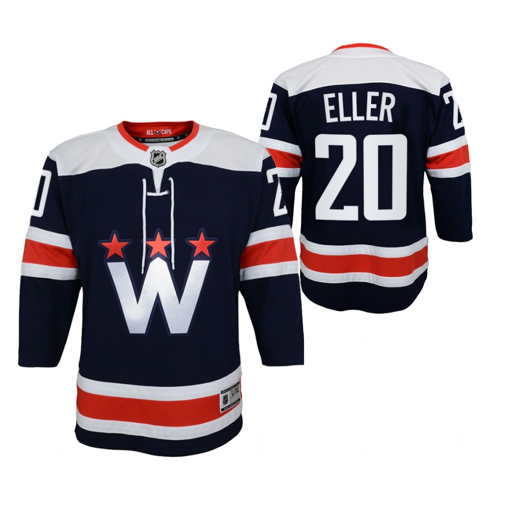 Washington Capitals Lars Eller Youth Navy 2020-21 Alternate Jersey