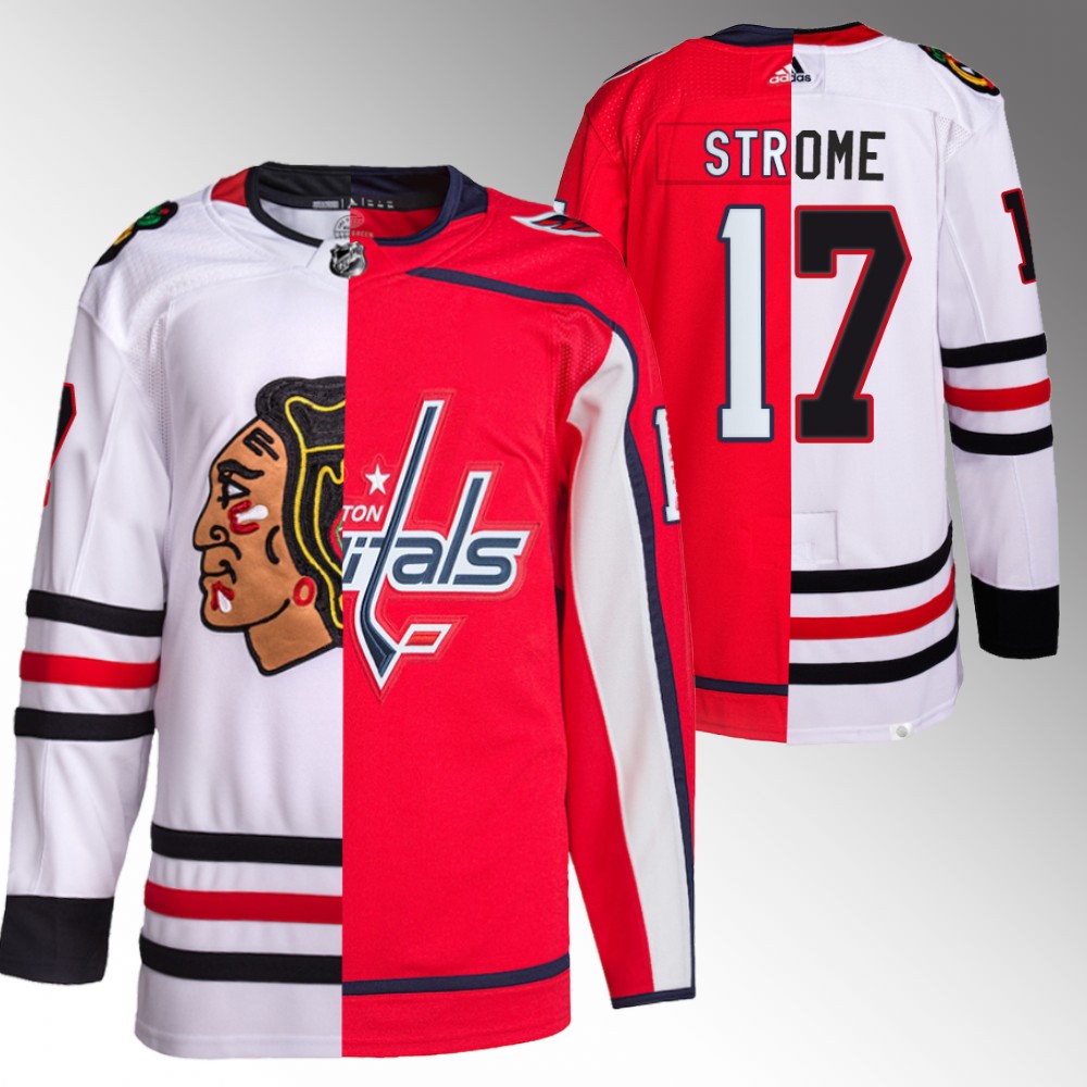 Washington Capitals x Blackhawks Dylan Strome White Red Split Special Commemorative Jersey