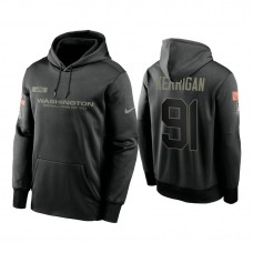 Washington Football Team #91 Ryan Kerrigan Black 2020 Salute to Service Sideline Performance Pullover Hoodie