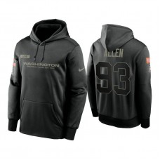 Washington Football Team #93 Jonathan Allen Black 2020 Salute to Service Sideline Performance Pullover Hoodie