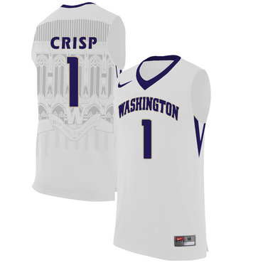 Washington Huskies 1 David Crisp White College Basketball Jersey