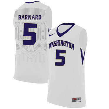 Washington Huskies 5 Quin Barnard White College Basketball Jersey