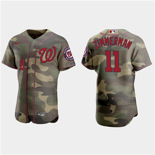 Washington Nationals #11 Ryan Zimmerman Men's Nike 2021 Armed Forces Day Authentic MLB Jersey -Camo