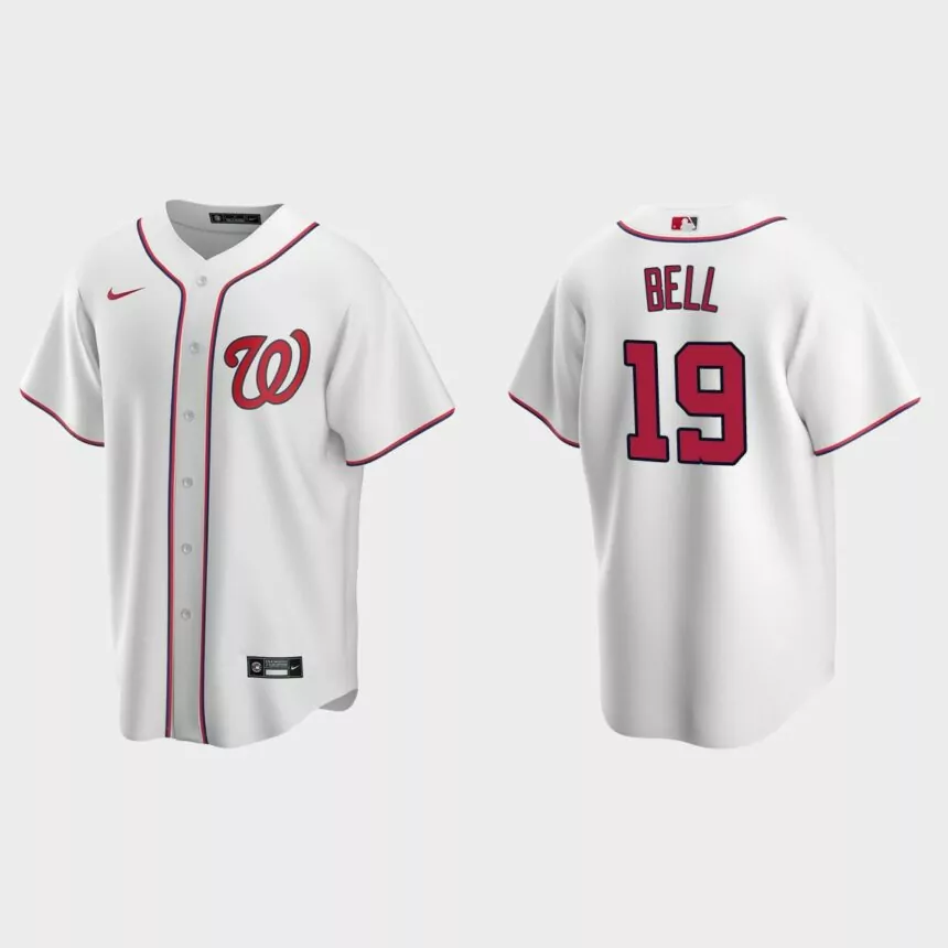 Washington Nationals #19 Josh Bell Replica Home Jersey – White