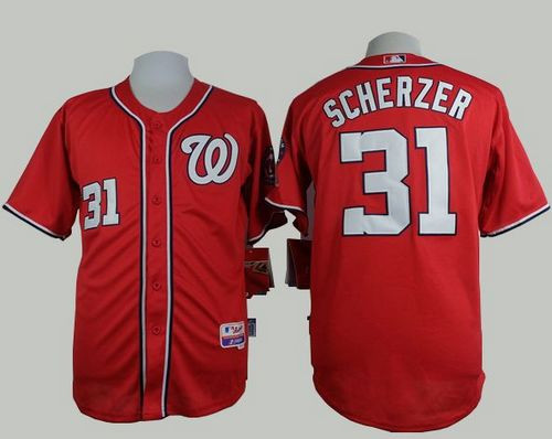 Washington Nationals #31 Max Scherzer Red Cool Base Stitched Baseball Jersey