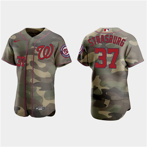 Washington Nationals #37 Stephen Strasburg Men's Nike 2021 Armed Forces Day Authentic MLB Jersey -Camo