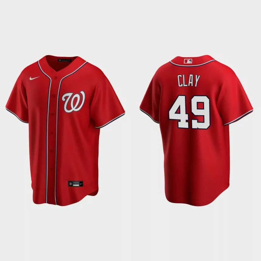 Washington Nationals #49 Sam Clay Replica Alternate Jersey – Red