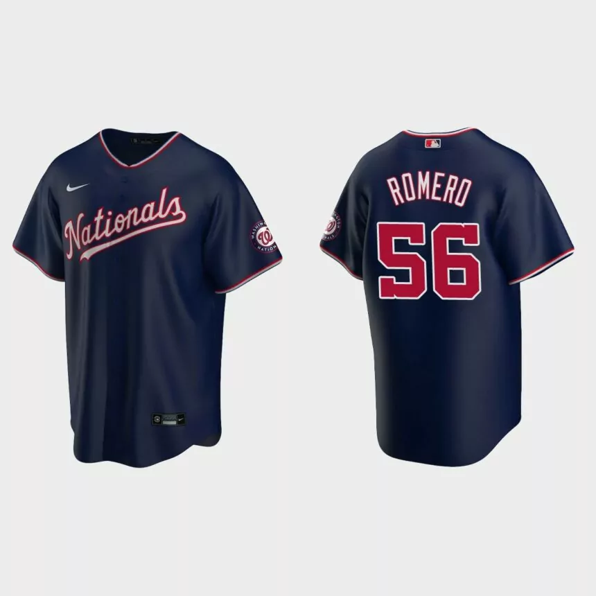 Washington Nationals #56 Seth Romero Replica Alternate Jersey – Navy
