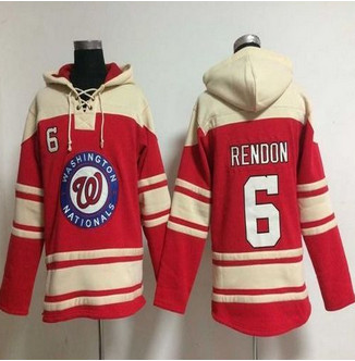 Washington Nationals #6 Anthony Rendon Red Sawyer Hooded Sweatshirt Baseball Hoodie