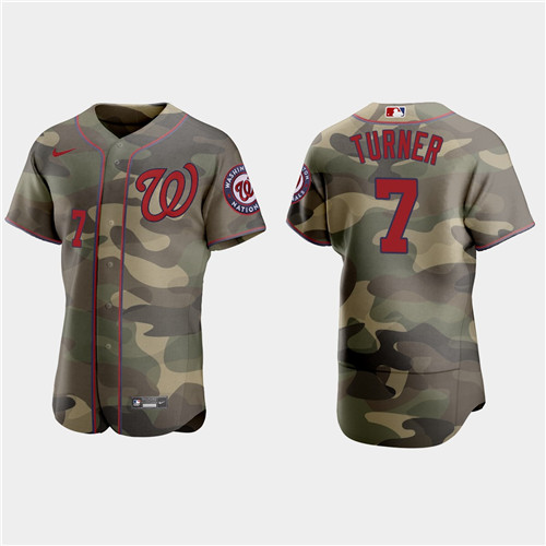 Washington Nationals #7 Trea Turner Men's Nike 2021 Armed Forces Day Authentic MLB Jersey -Camo