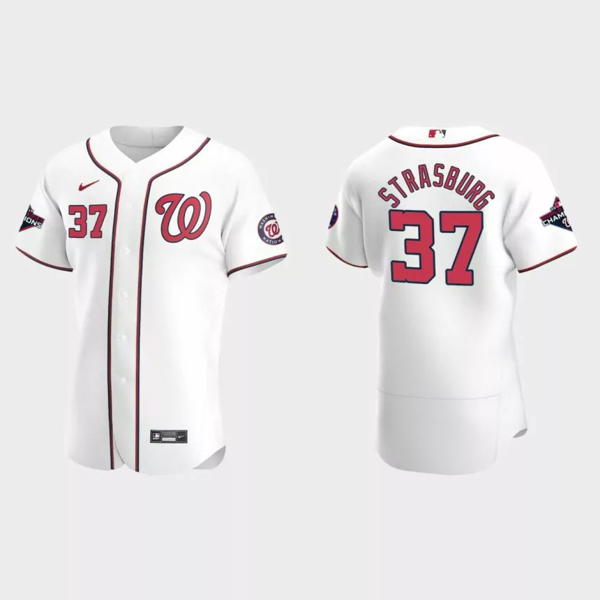 Washington Nationals 2019 World Series Champions Stephen Strasburg White Authentic Home Jersey