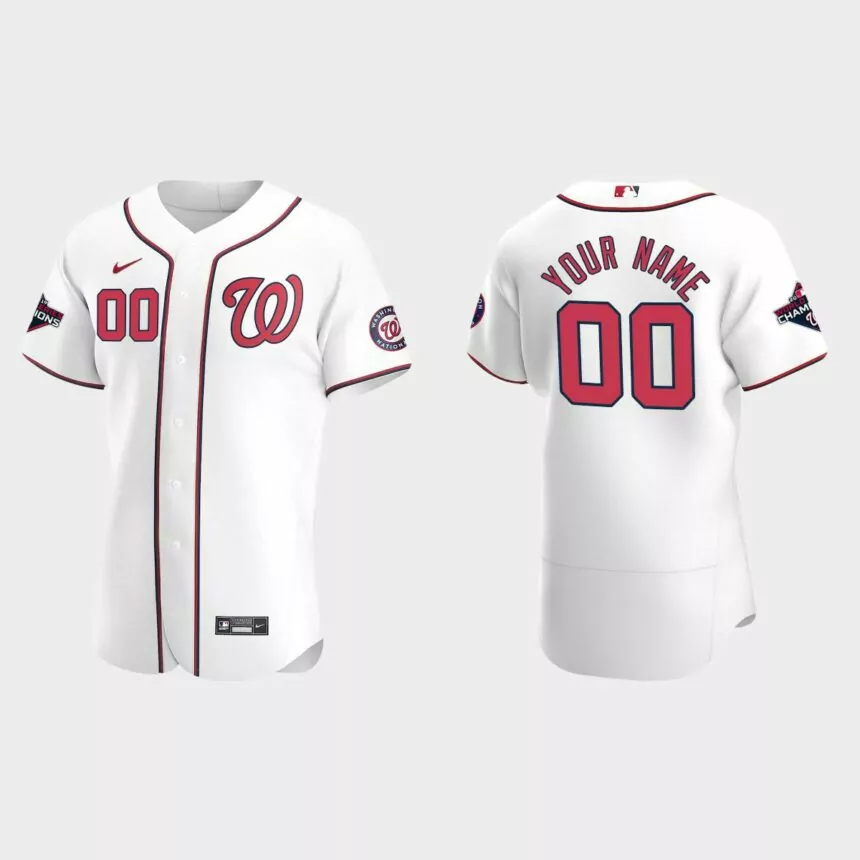 Washington Nationals 2019 World Series Champions White Authentic Home Custom Jersey