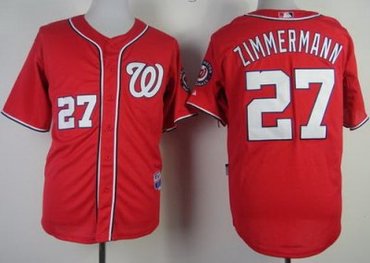 Washington Nationals 27 Jordan Zimmermann Red Cool Base MLB Jerseys