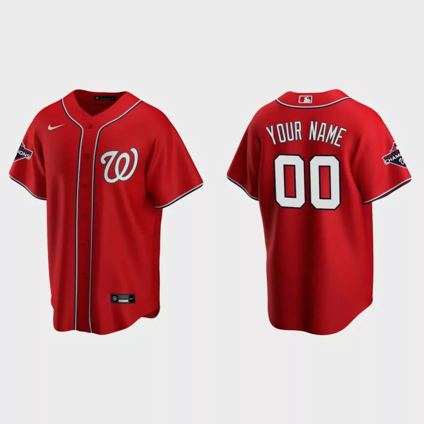 Washington Nationals Custom 2019 World Series Champions Red Replica Alternate Jersey