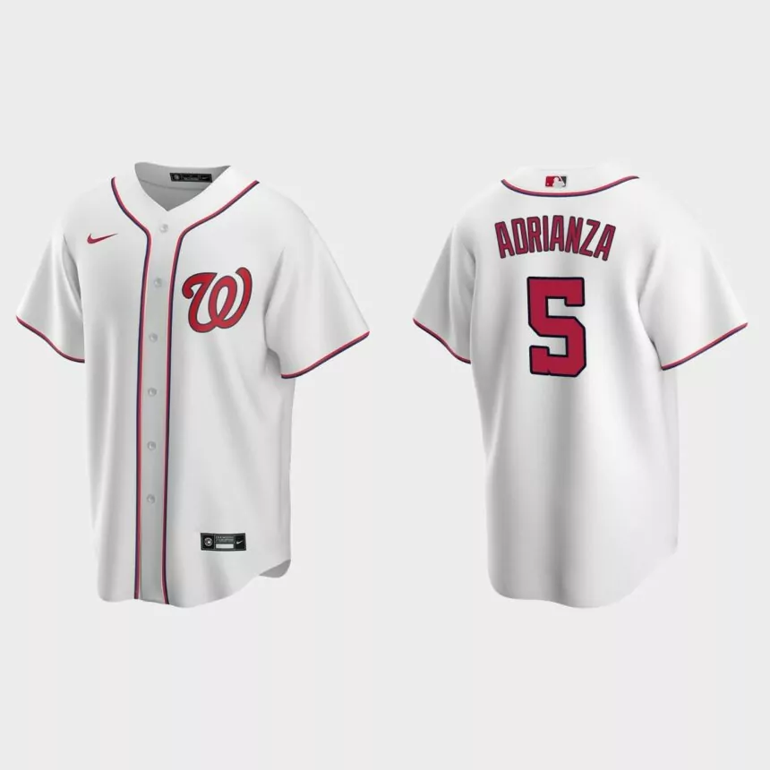 Washington Nationals Ehire Adrianza Replica Home Jersey – White