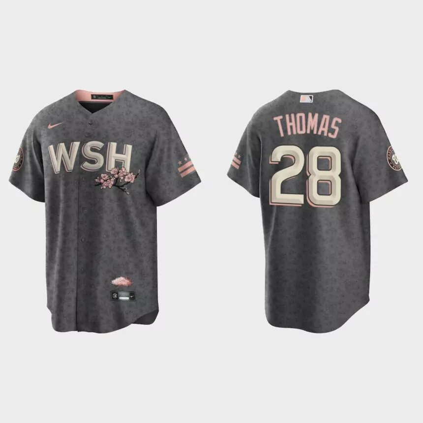Washington Nationals Lane Thomas 2022 City Connect Replica Jersey – Gray