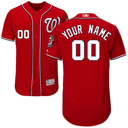 Washington Nationals Red Men's Customized Flexbase Jersey