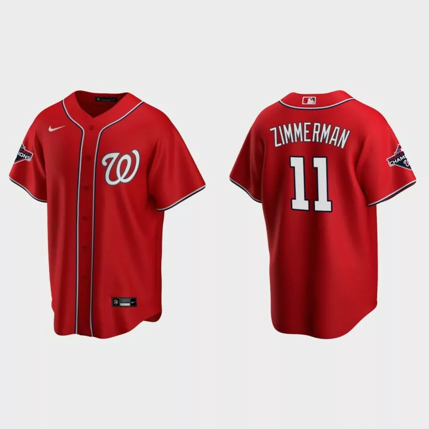 Washington Nationals Ryan Zimmerman 2019 World Series Champions Red Replica Alternate Jersey